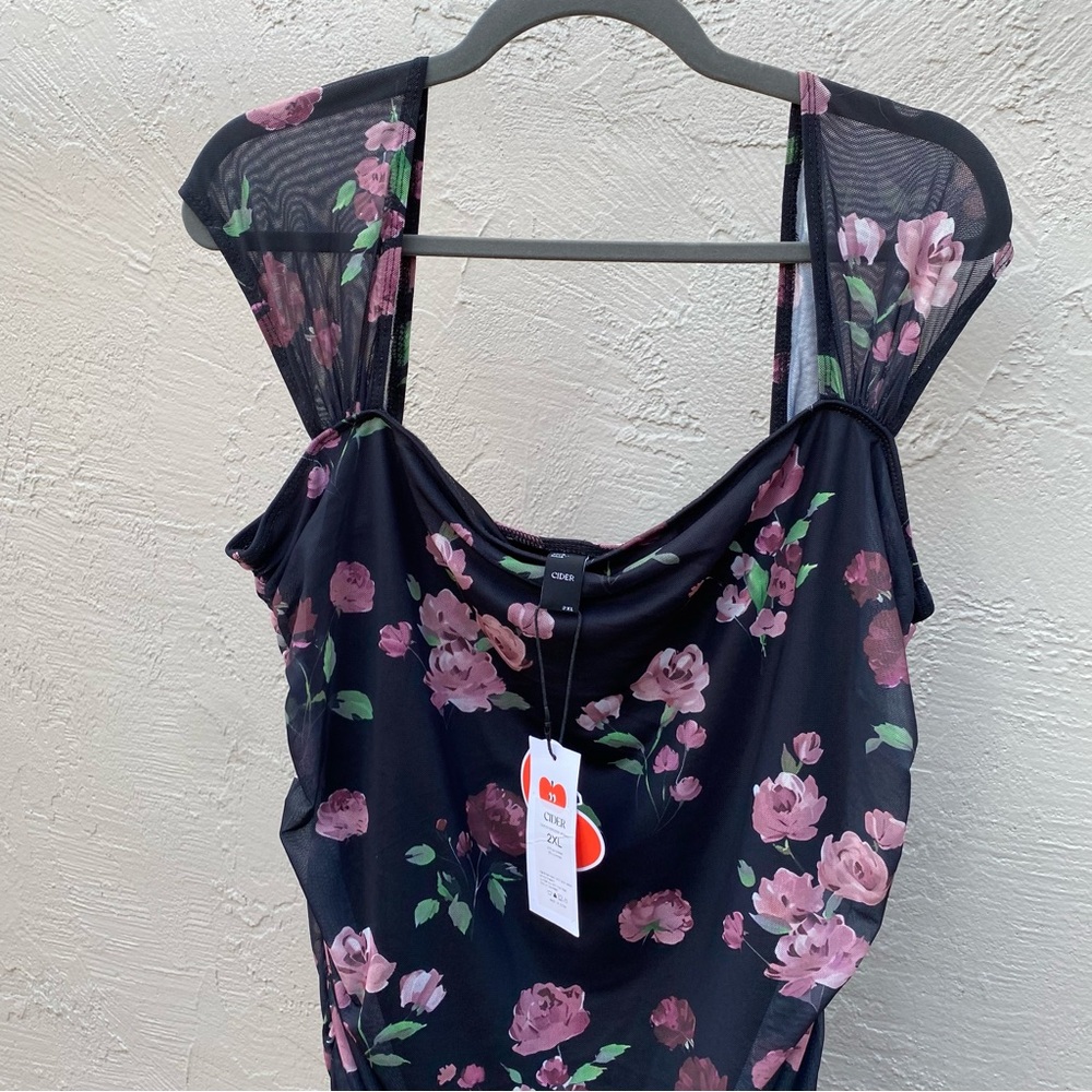 Cider Black Dress with Pink Floral Design - Picture 4 of 5